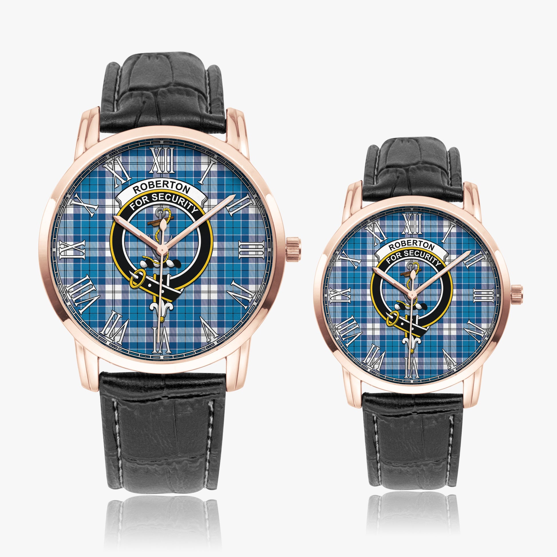 Roberton Tartan Family Crest Leather Strap Quartz Watch - Tartan Vibes Clothing