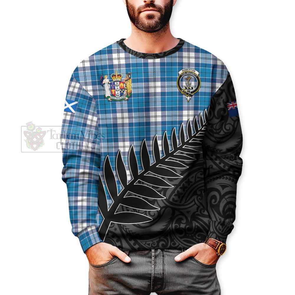 Roberton Crest Tartan Sweatshirt with New Zealand Silver Fern Half Style - Tartan Vibes Clothing