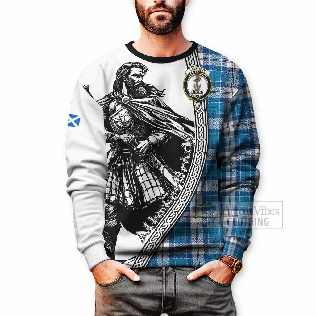 Roberton Tartan Clan Crest Sweatshirt with Highlander Warrior Celtic Style - Tartan Vibes Clothing