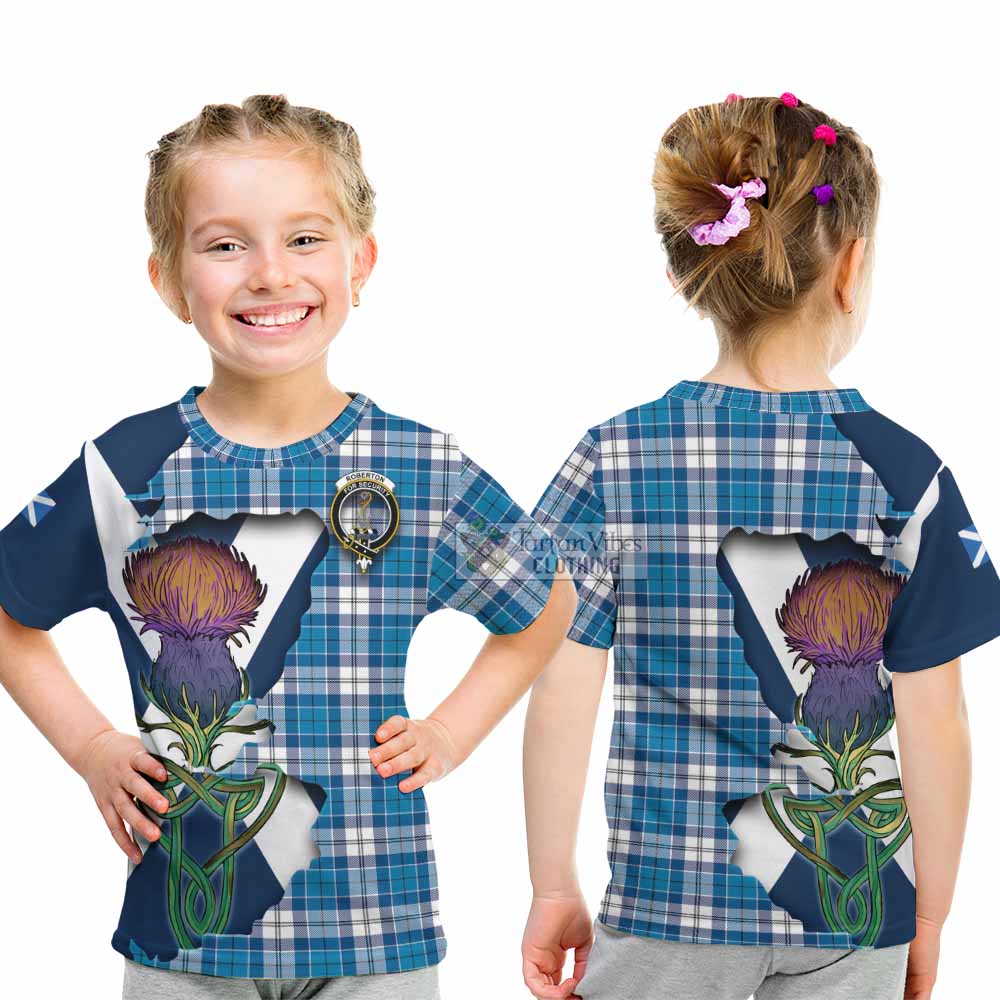 Roberton Tartan Family Crest Kid T-Shirt Scottish Thistle Celtic Inspired - Tartan Vibes Clothing