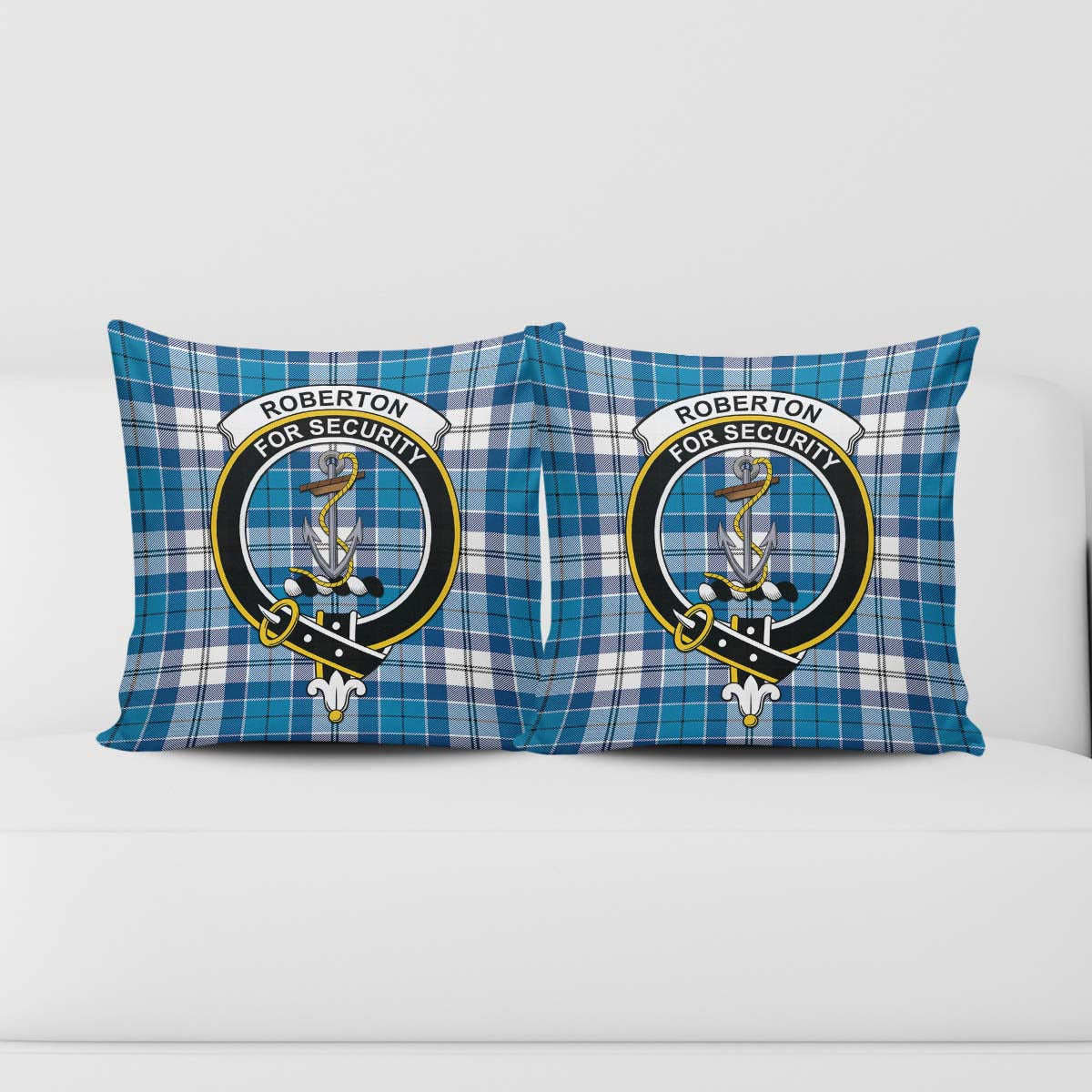 Roberton Tartan Pillow Cover with Family Crest - Tartan Vibes Clothing