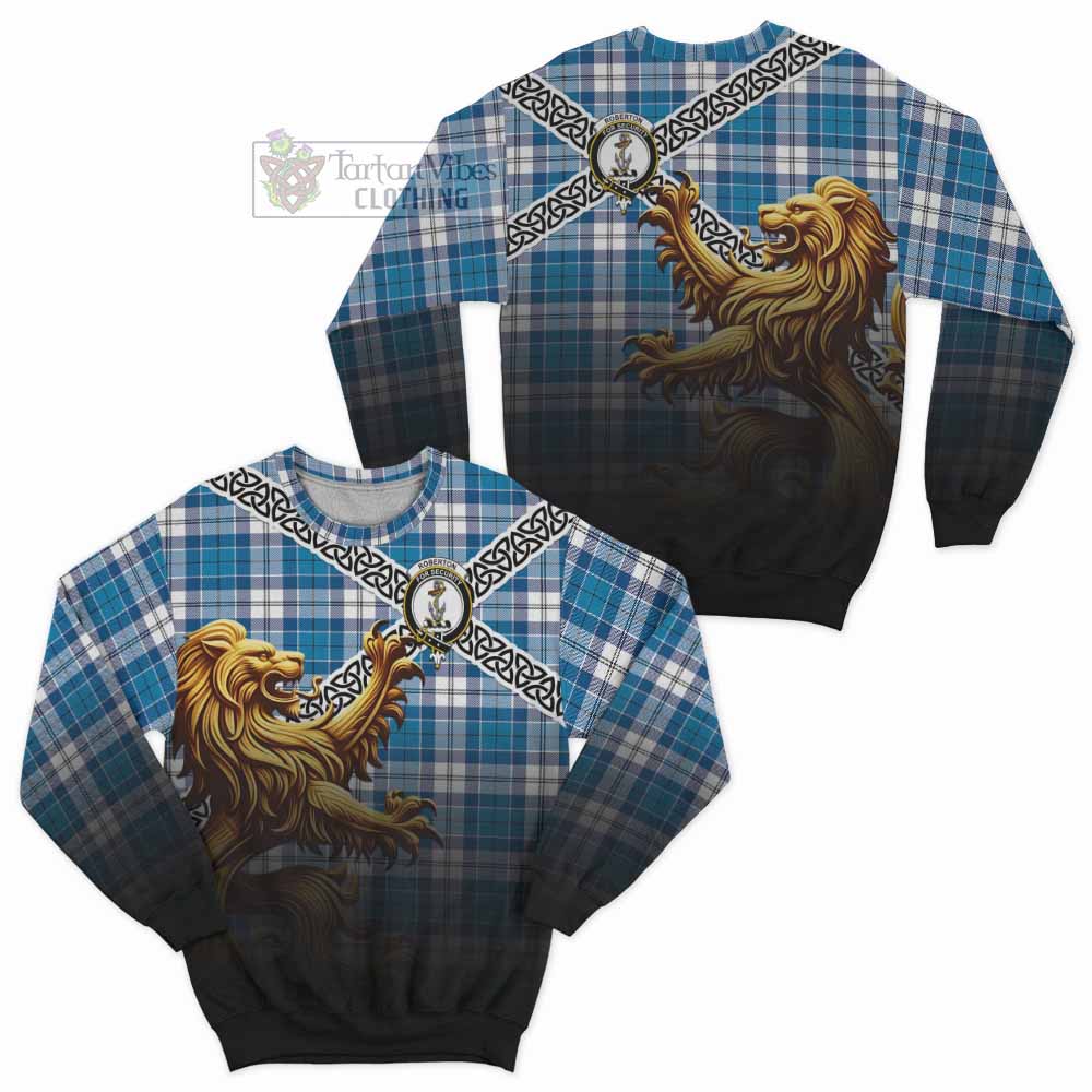 Roberton Crest Tartan Sweatshirt with Golden Lion Emblem Celtic Style - Tartan Vibes Clothing