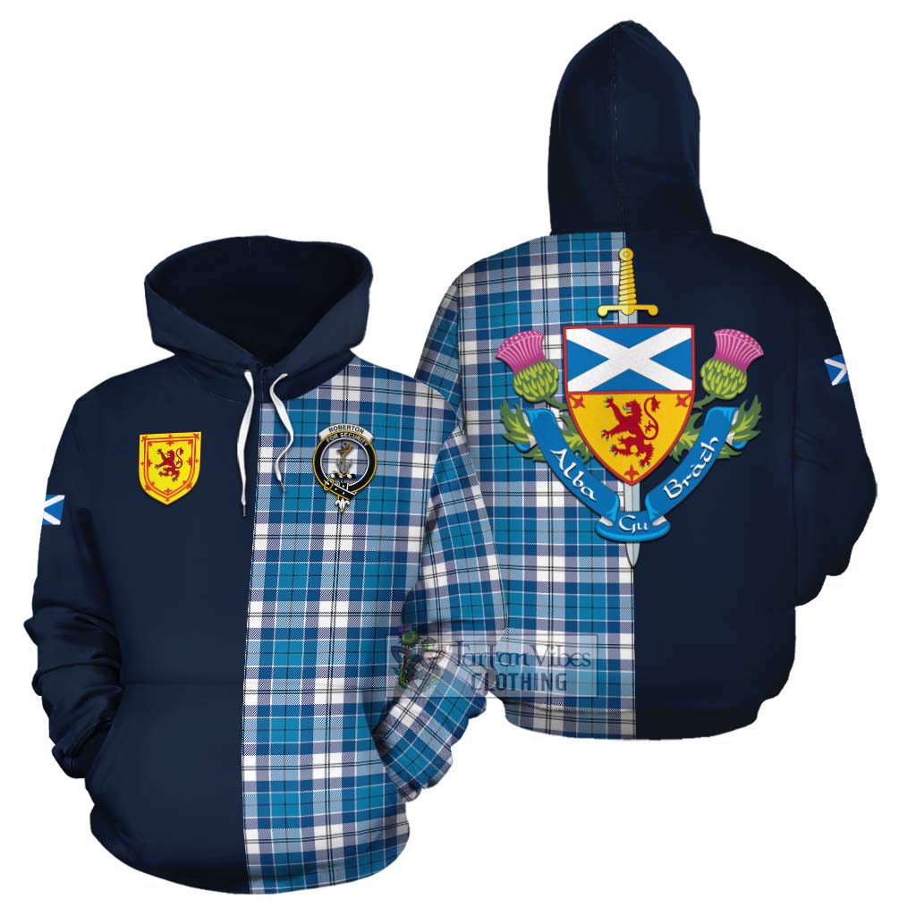 Roberton Tartan Cotton Hoodie Alba with Scottish Lion Royal Arm Half Style Zip Hoodie - Tartan Vibes Clothing