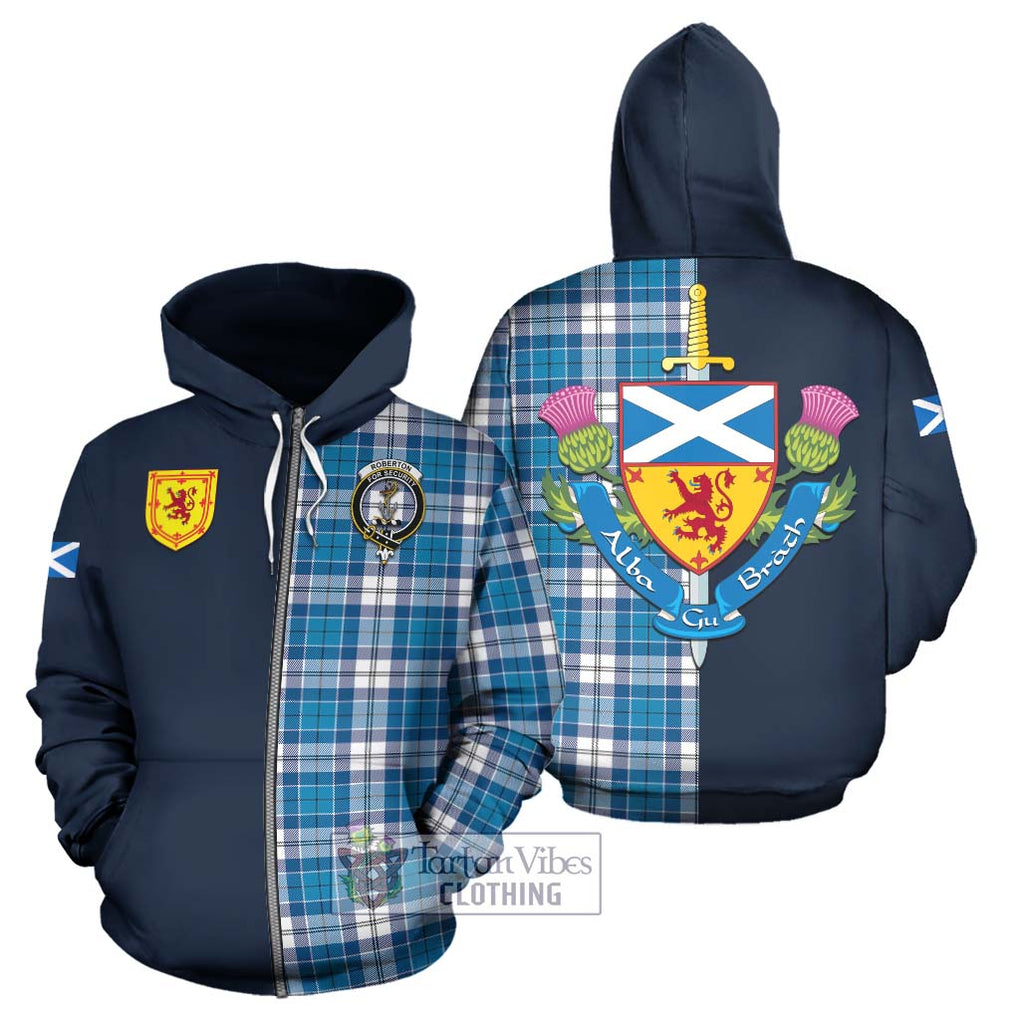 Roberton Tartan Hoodie Alba with Scottish Lion Royal Arm Half Style - Tartan Vibes Clothing
