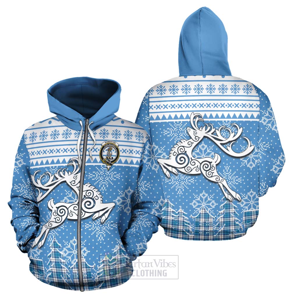 Roberton Clan Christmas Hoodie Celtic Reindeer Style - Tartan Vibes Clothing