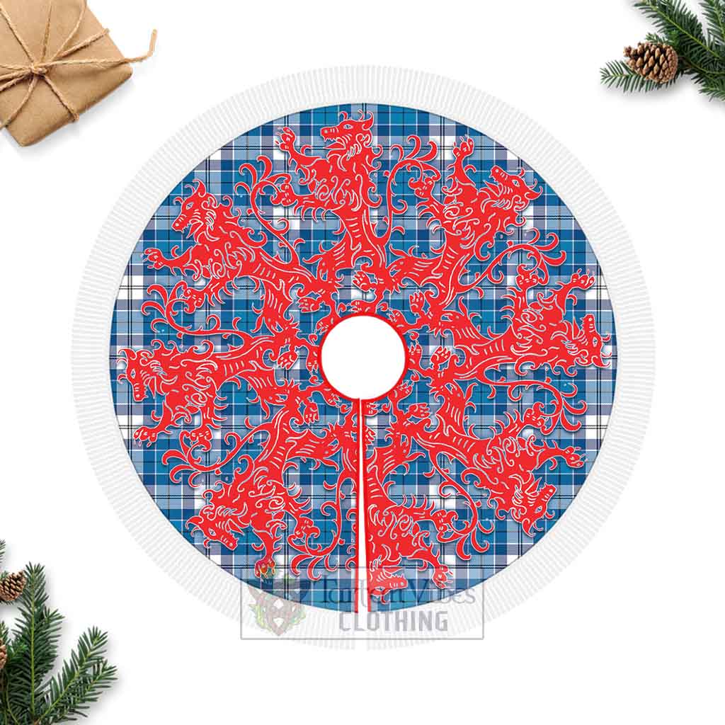 Roberton Tartan Christmas Tree Skirt Lion Rampant Style Fringed Tree Skirts - Tartan Vibes Clothing