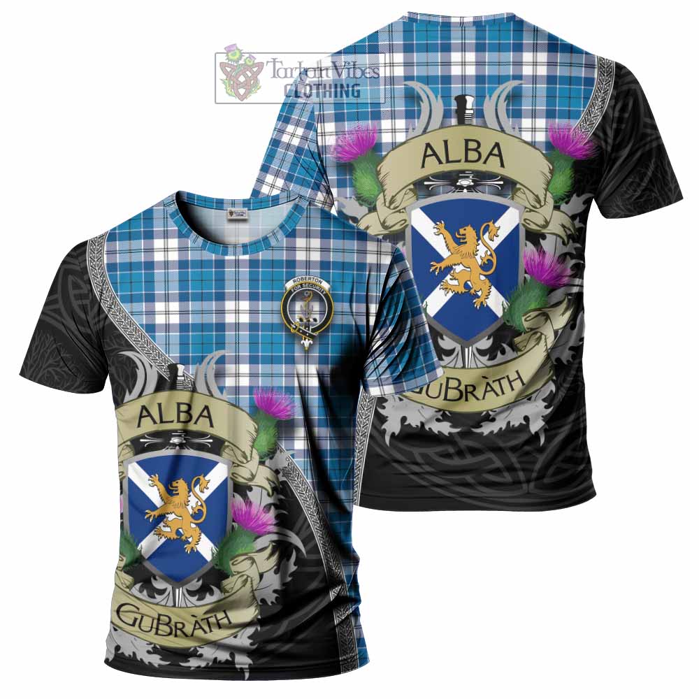 Roberton Tartan Family Crest T-Shirt Lion Rampant Royal Thistle Shield Celtic Inspired - Tartan Vibes Clothing
