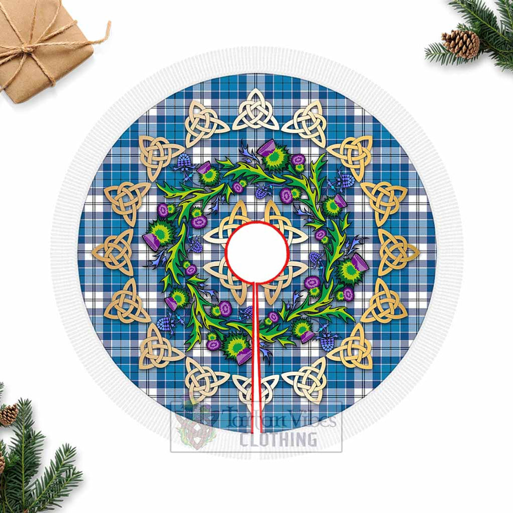 Tartan Vibes Clothing Roberton Tartan Christmas Tree Skirt with Thistle Celtic Knot Style