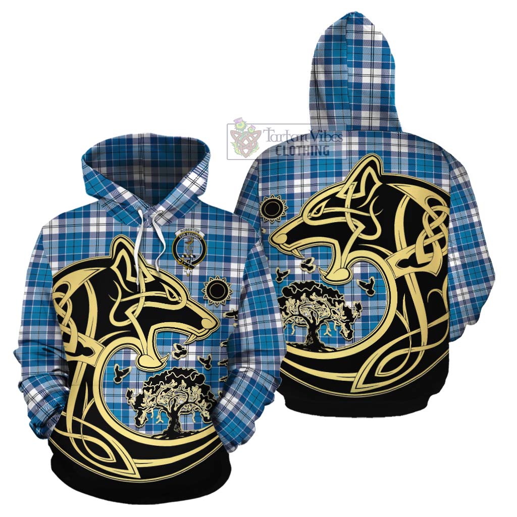 Roberton Tartan Cotton Hoodie with Family Crest Celtic Wolf Style Zip Hoodie - Tartan Vibes Clothing
