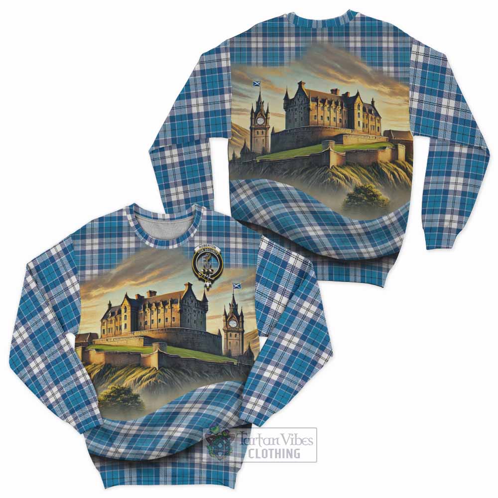 Roberton Tartan Family Crest Sweatshirt with Scottish Ancient Castle Style - Tartan Vibes Clothing