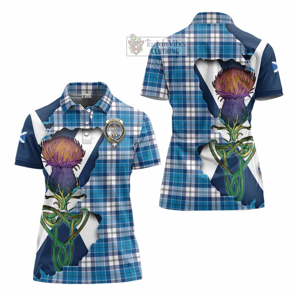 Roberton Tartan Family Crest Women's Polo Shirt Scottish Thistle Celtic Inspired - Tartan Vibes Clothing