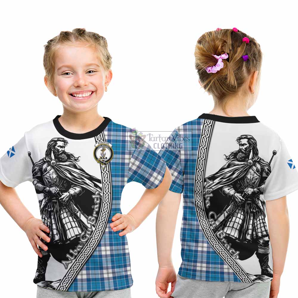 Roberton Tartan Clan Crest Kid T-Shirt with Highlander Warrior Celtic Style - Tartan Vibes Clothing