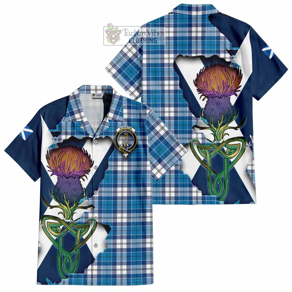 Roberton Tartan Family Crest Hawaiian Shirt Scottish Thistle Celtic Inspired - Tartan Vibes Clothing