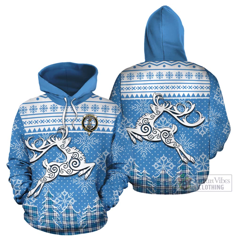 Roberton Clan Christmas Cotton Hoodie Celtic Reindeer Style Zip Hoodie - Tartan Vibes Clothing