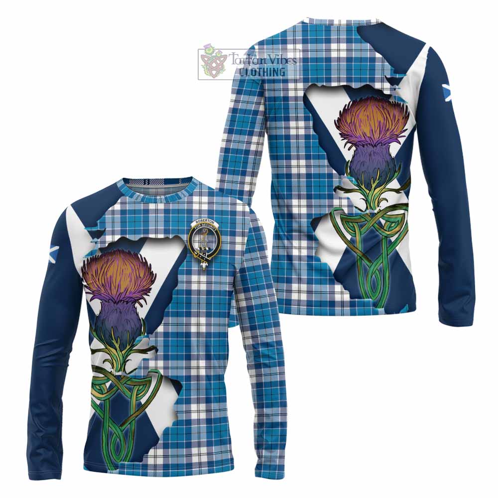Roberton Tartan Family Crest Long Sleeve T-Shirt Scottish Thistle Celtic Inspired - Tartan Vibes Clothing