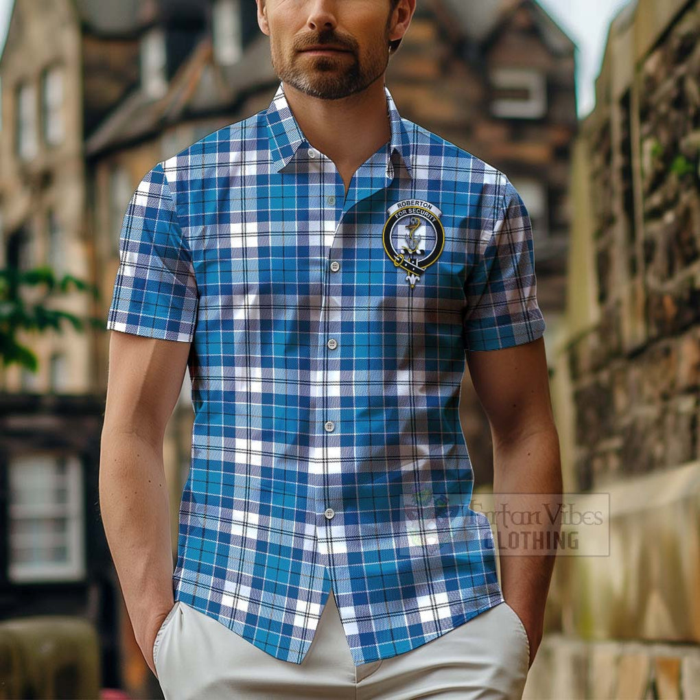 Roberton Tartan Hawaiian Shirt with Family Crest Celtic Skull Style - Tartan Vibes Clothing