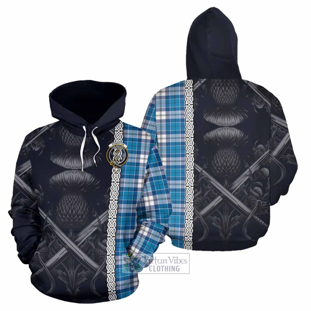 Roberton Tartan Hoodie with Family Crest Cross Sword Thistle Celtic Vibes - Tartan Vibes Clothing