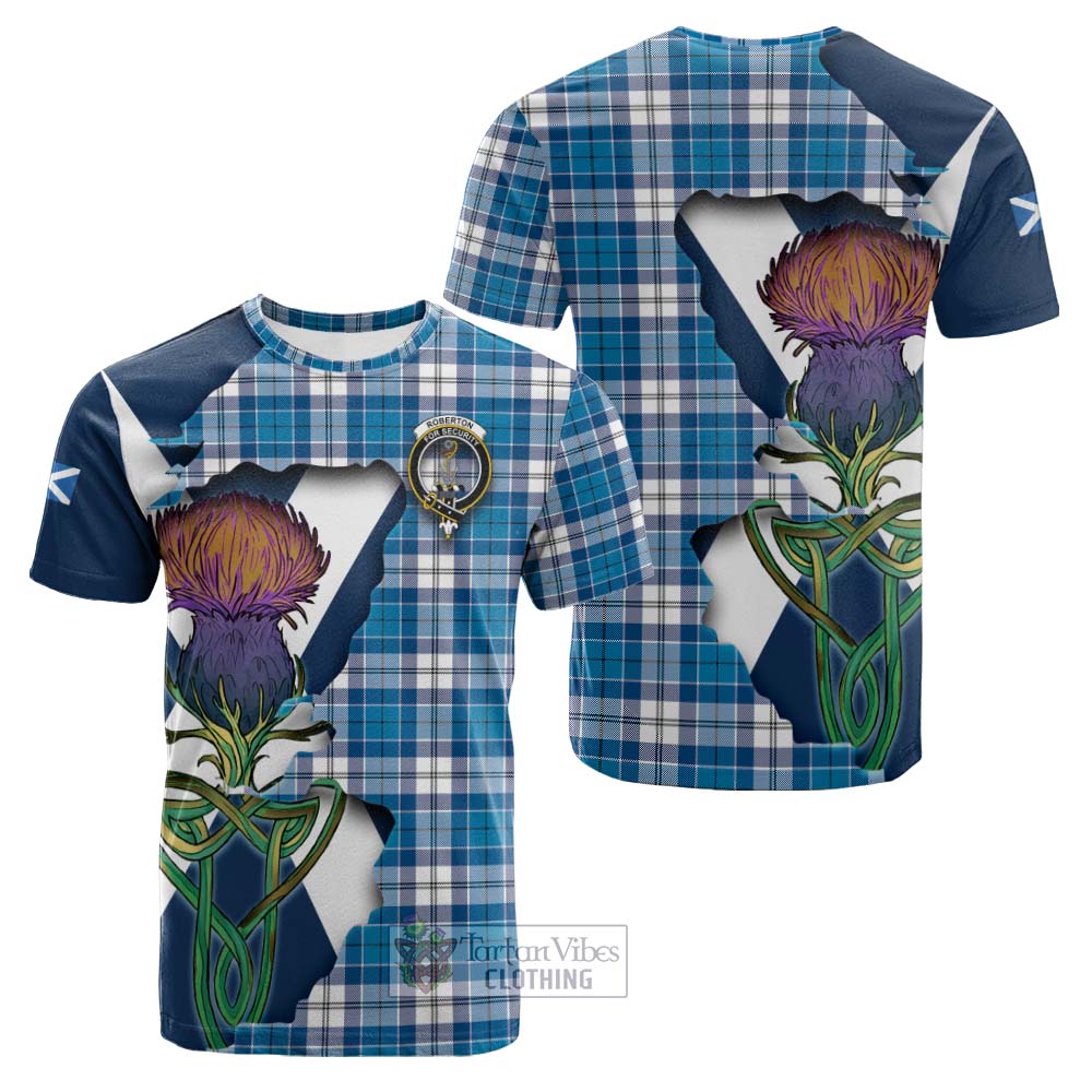 Roberton Tartan Family Crest Cotton T-shirt Scottish Thistle Celtic Inspired - Tartan Vibes Clothing