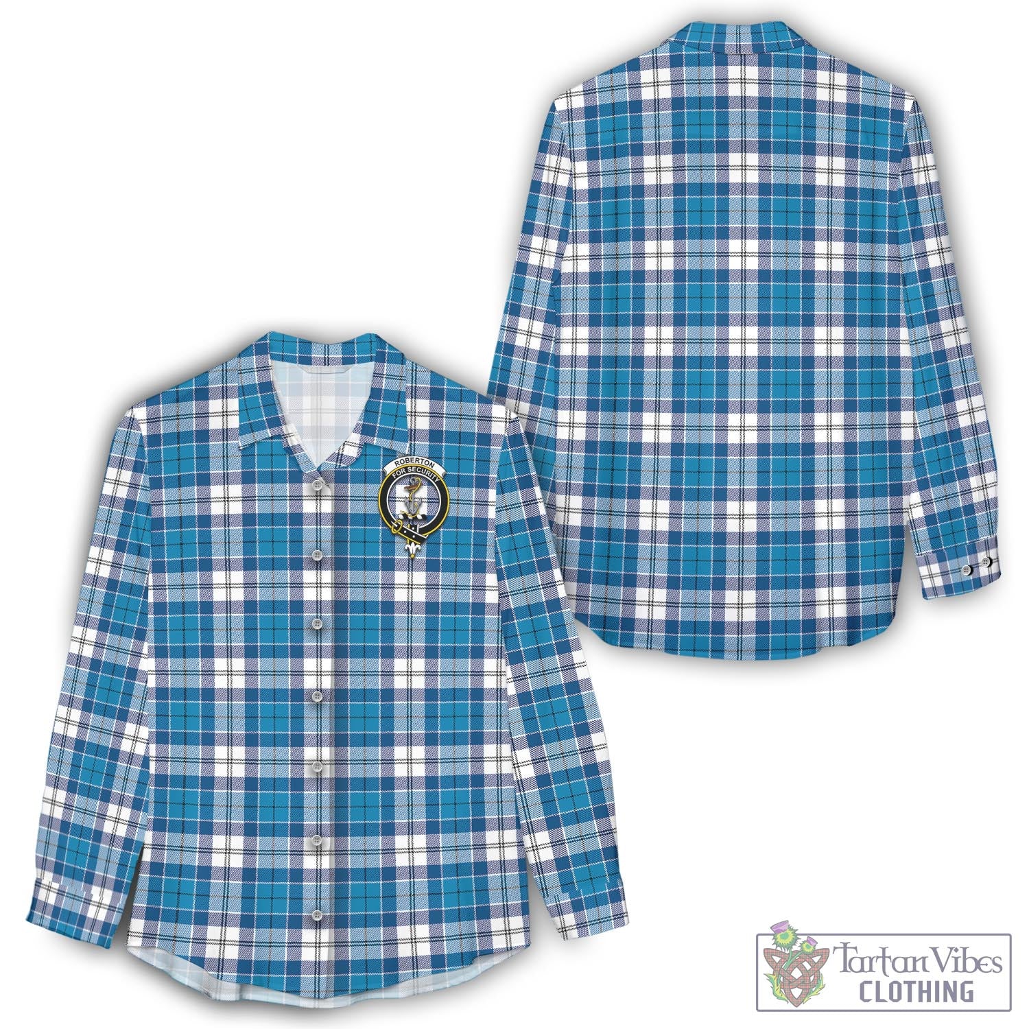 Roberton Tartan Women's Casual Shirt with Family Crest - Tartan Vibes Clothing