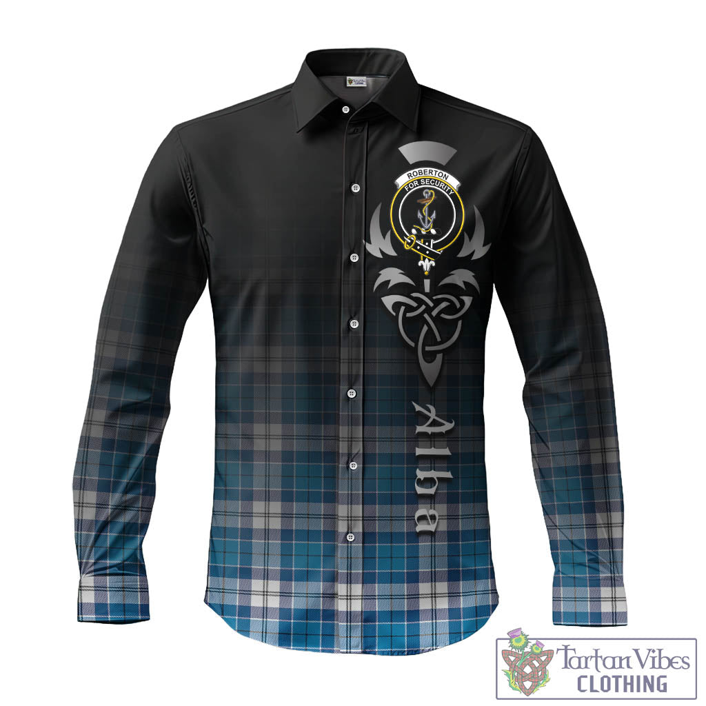 Roberton Tartan Long Sleeve Button Up Featuring Alba Gu Brath Family Crest Celtic Inspired - Tartan Vibes Clothing