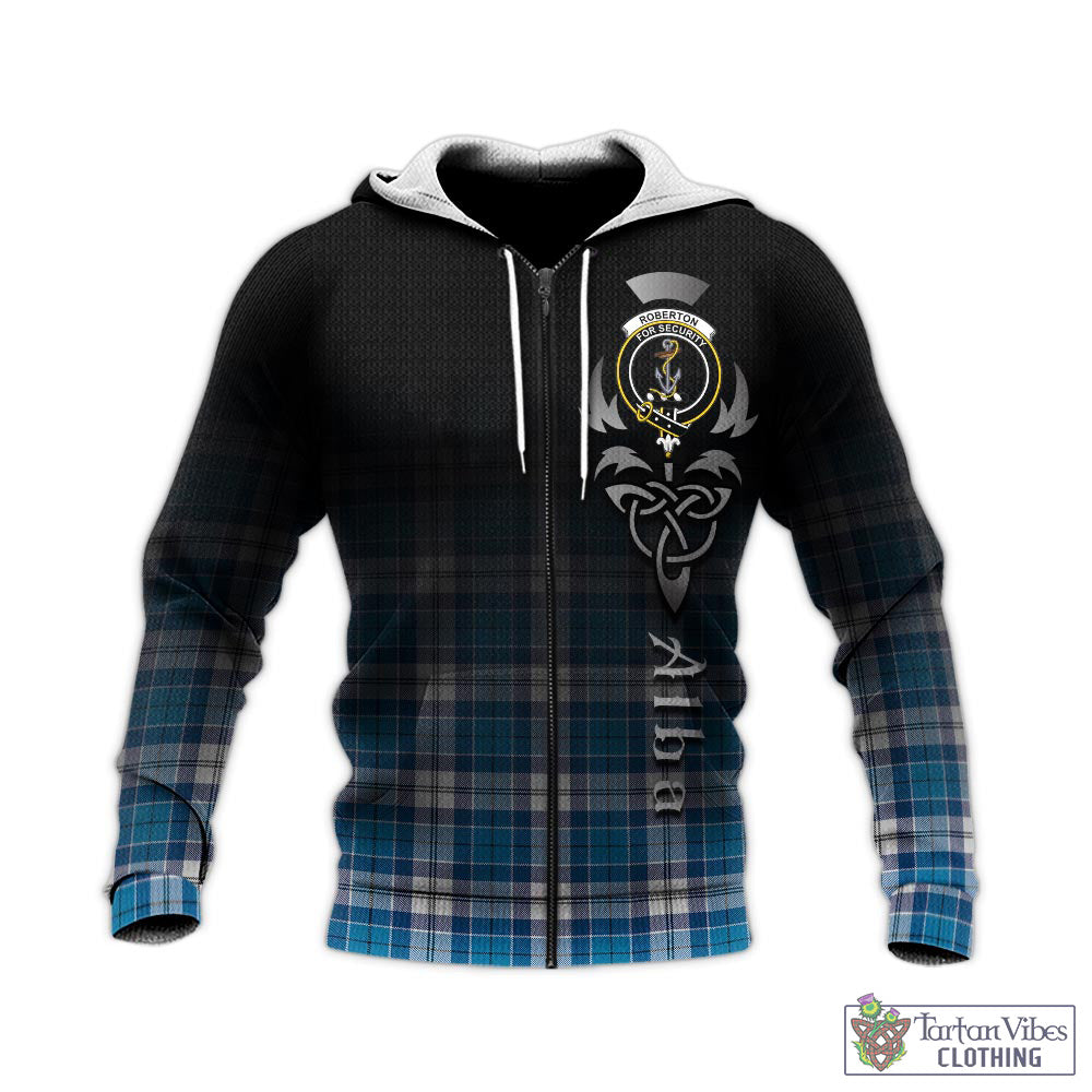 Roberton Tartan Knitted Hoodie Featuring Alba Gu Brath Family Crest Celtic Inspired - Tartan Vibes Clothing