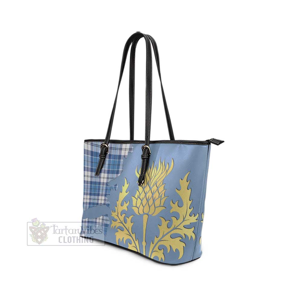 Roberton Tartan Leather Tote Bag Gold Thistle Style - Tartan Vibes Clothing