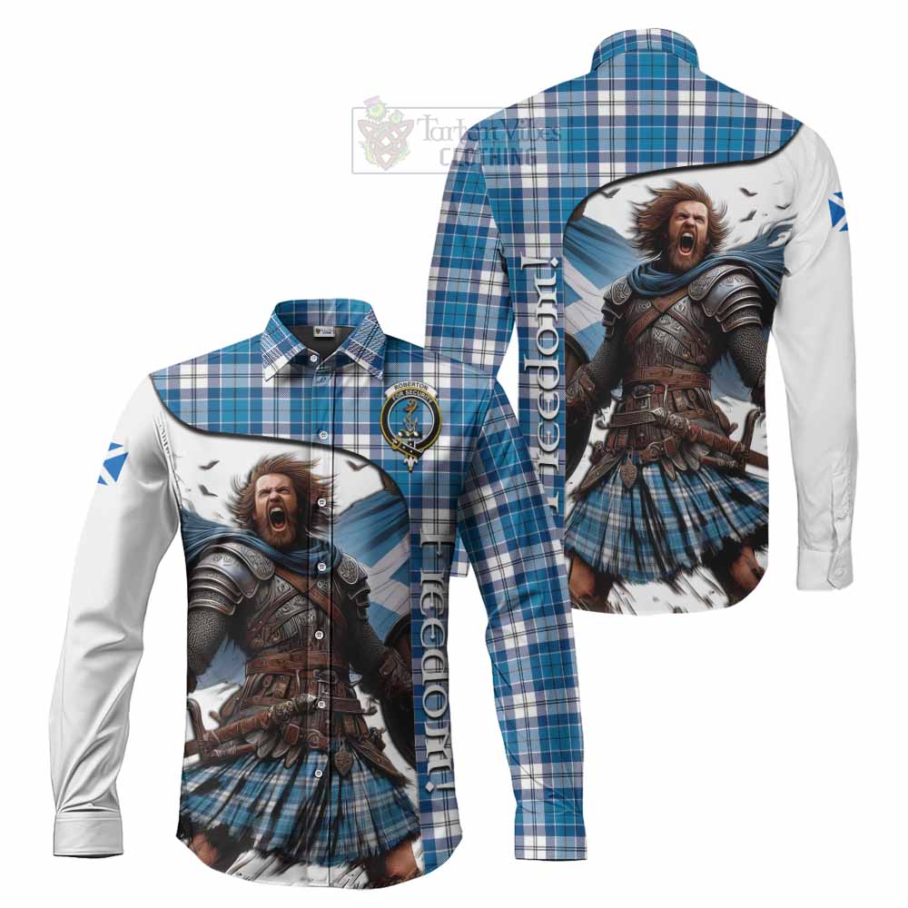 Tartan Vibes Clothing Roberton Crest Tartan Long Sleeve Button Shirt Inspired by the Freedom of Scottish Warrior