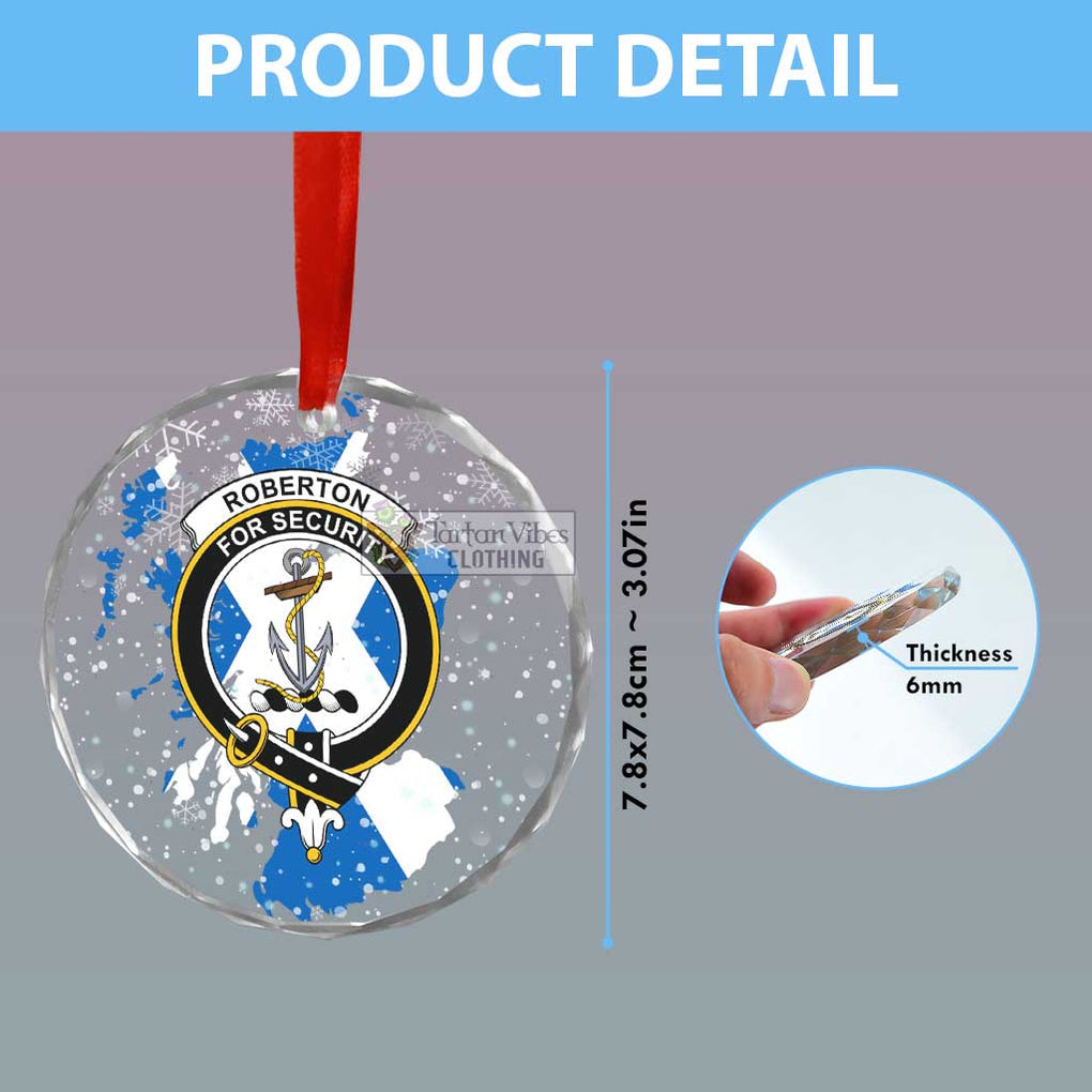 Roberton Clan Crest Christmas Glass Ornament with Scotland Map - 2D-tartanvibesclothing