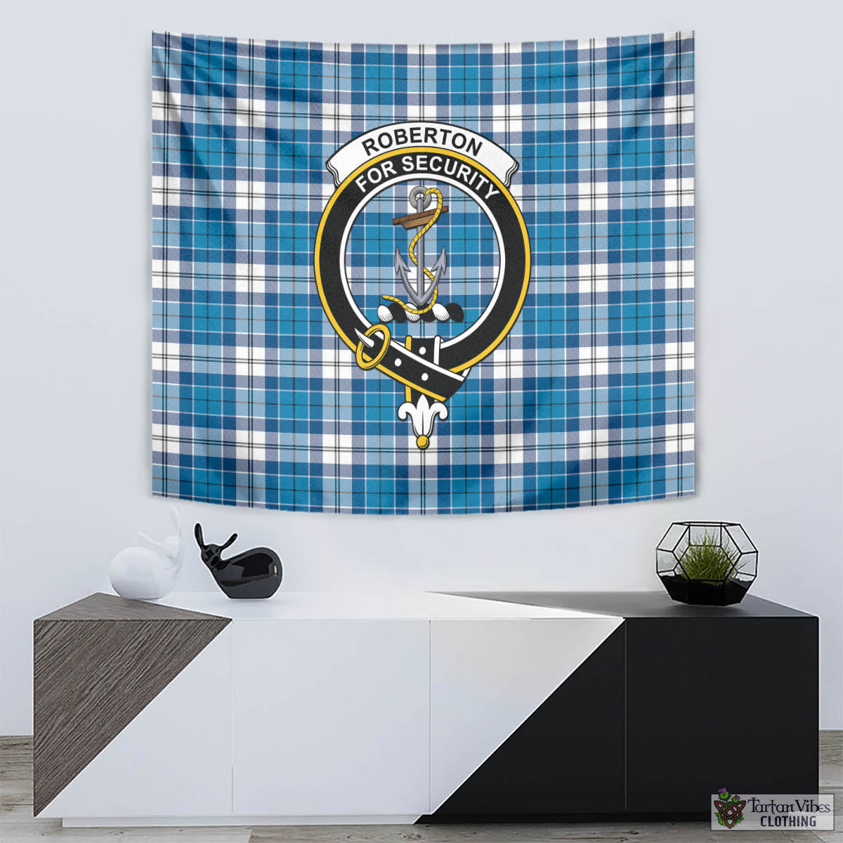 Roberton Tartan Tapestry Wall Hanging and Home Decor for Room with Family Crest - Tartan Vibes Clothing