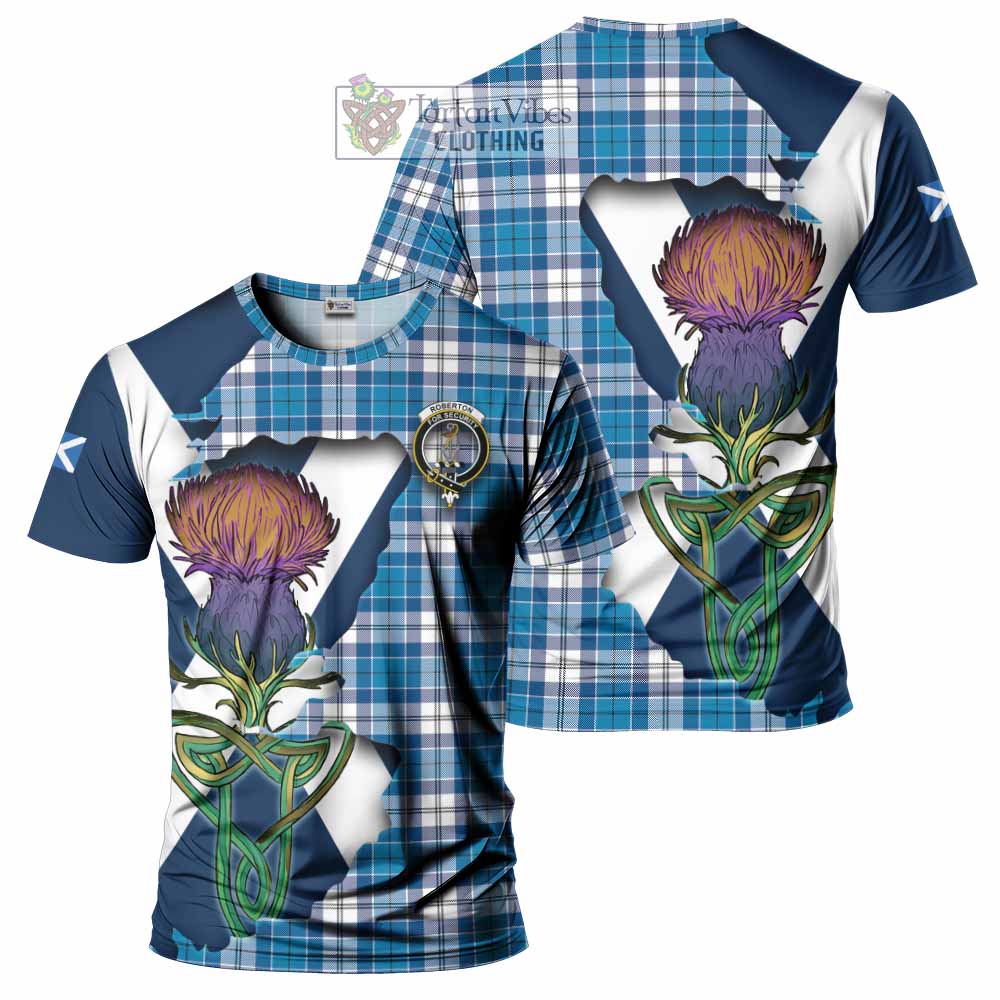 Roberton Tartan Family Crest T-Shirt Scottish Thistle Celtic Inspired - Tartan Vibes Clothing
