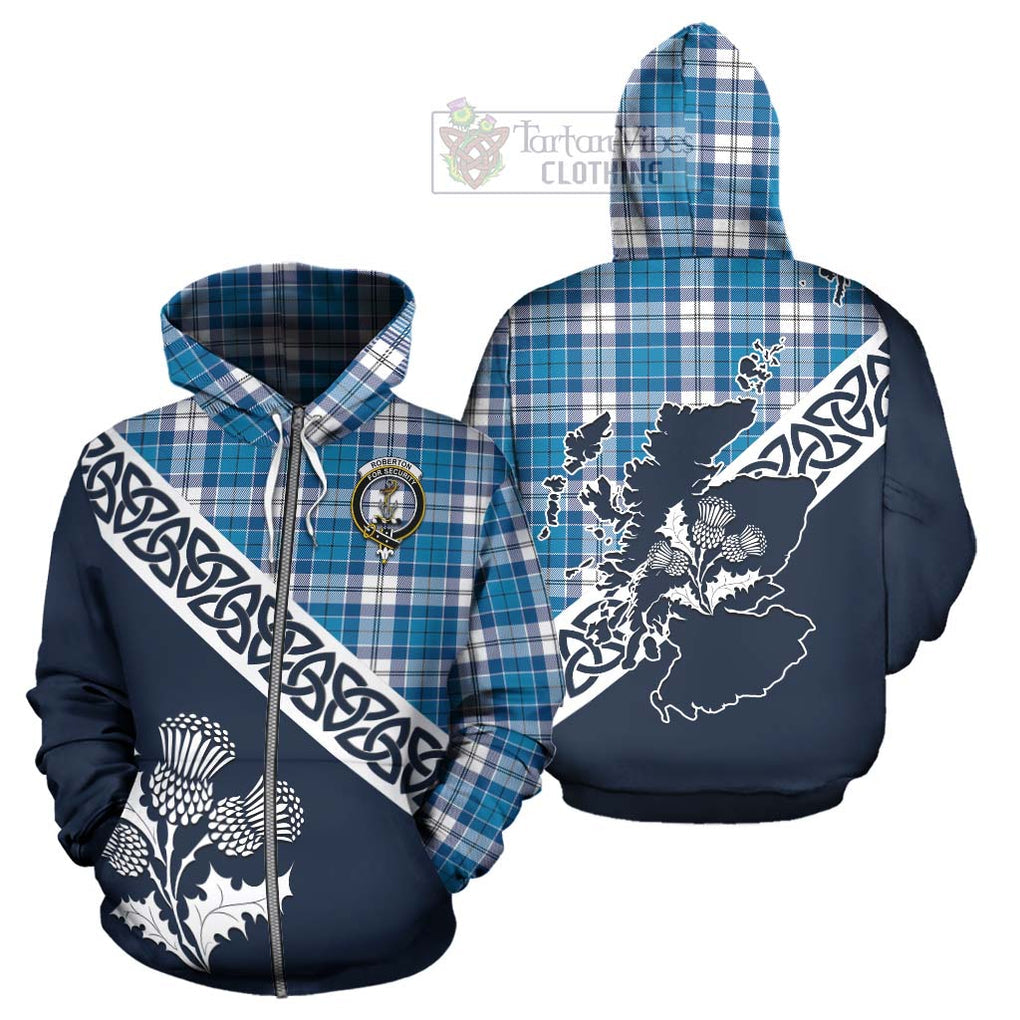 Roberton Tartan Hoodie Featuring Thistle and Scotland Map - Tartan Vibes Clothing