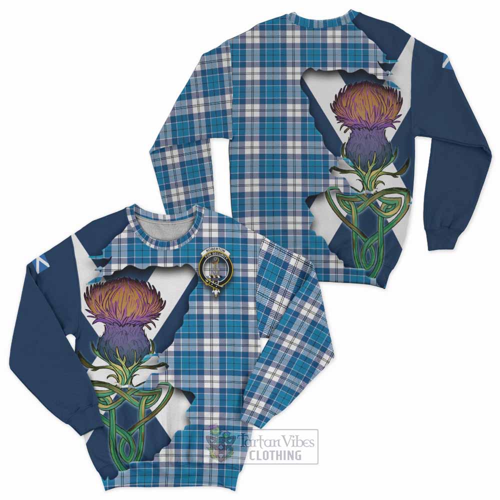 Roberton Tartan Family Crest Sweatshirt Scottish Thistle Celtic Inspired - Tartan Vibes Clothing