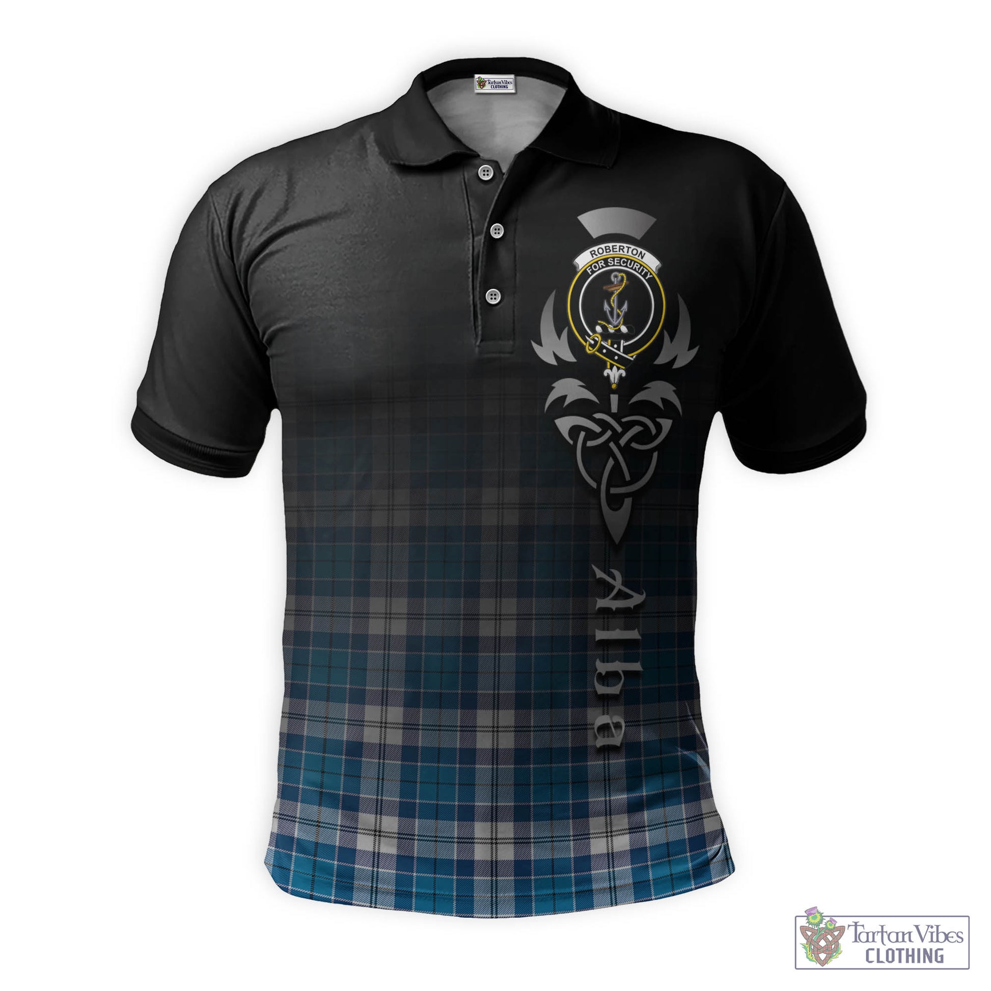 Roberton Tartan Polo Shirt Featuring Alba Gu Brath Family Crest Celtic Inspired - Tartan Vibes Clothing