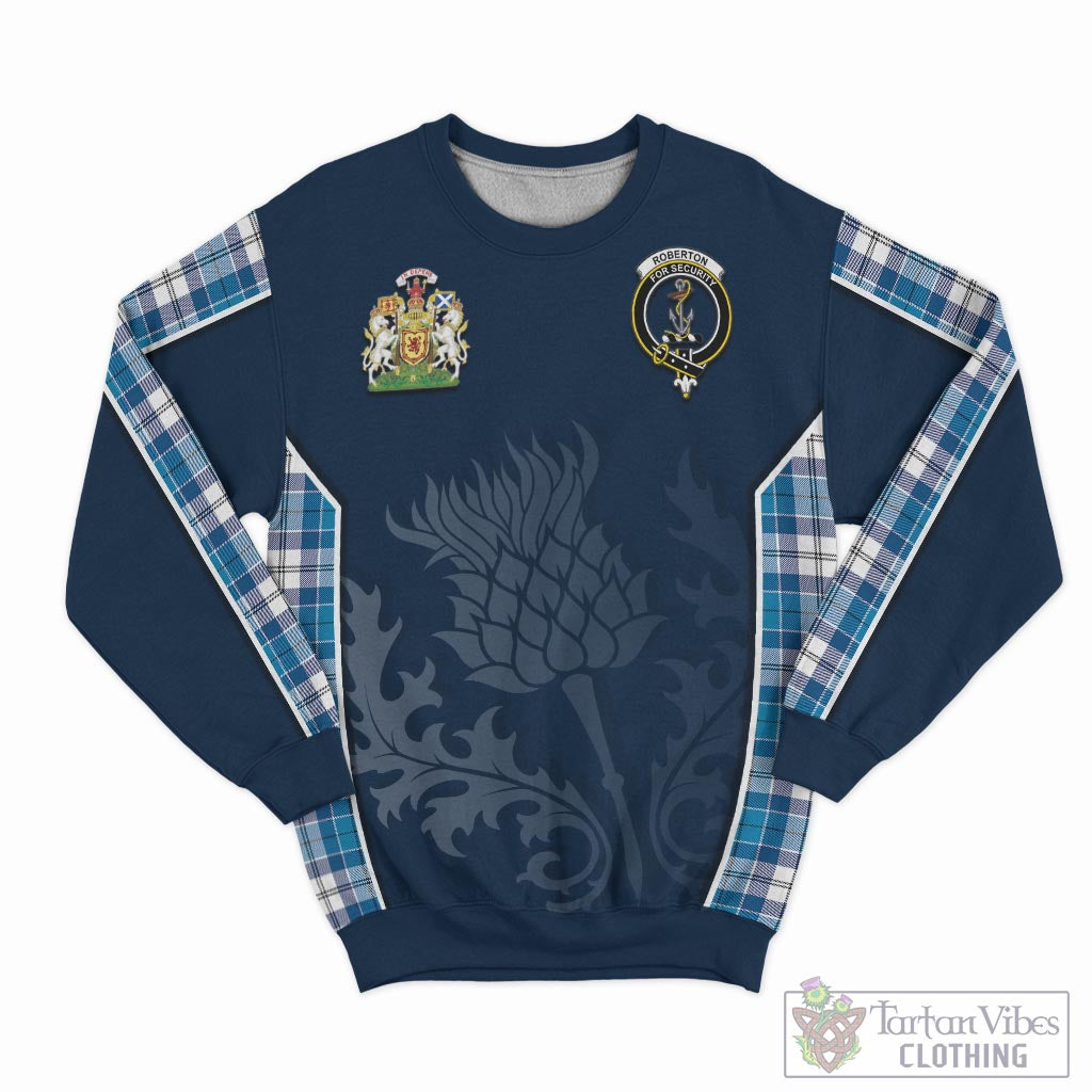 Roberton Tartan Sweatshirt with Family Crest and Scottish Thistle Vibes Sport Style - Tartan Vibes Clothing