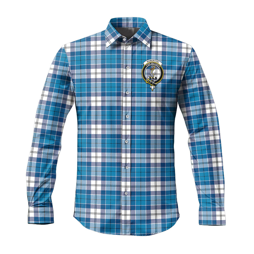 Roberton Tartan Long Sleeve Button Up Shirt with Family Crest Men's Shirt - Tartan Vibes Clothing