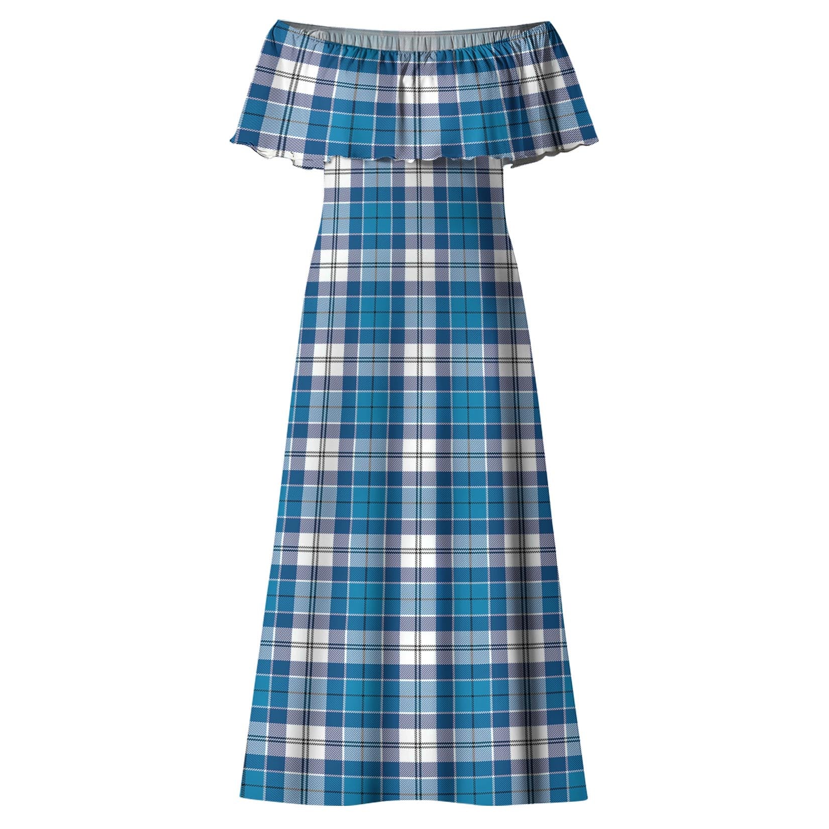 Roberton Tartan Off Shoulder Long Dress - Tartan Vibes Clothing