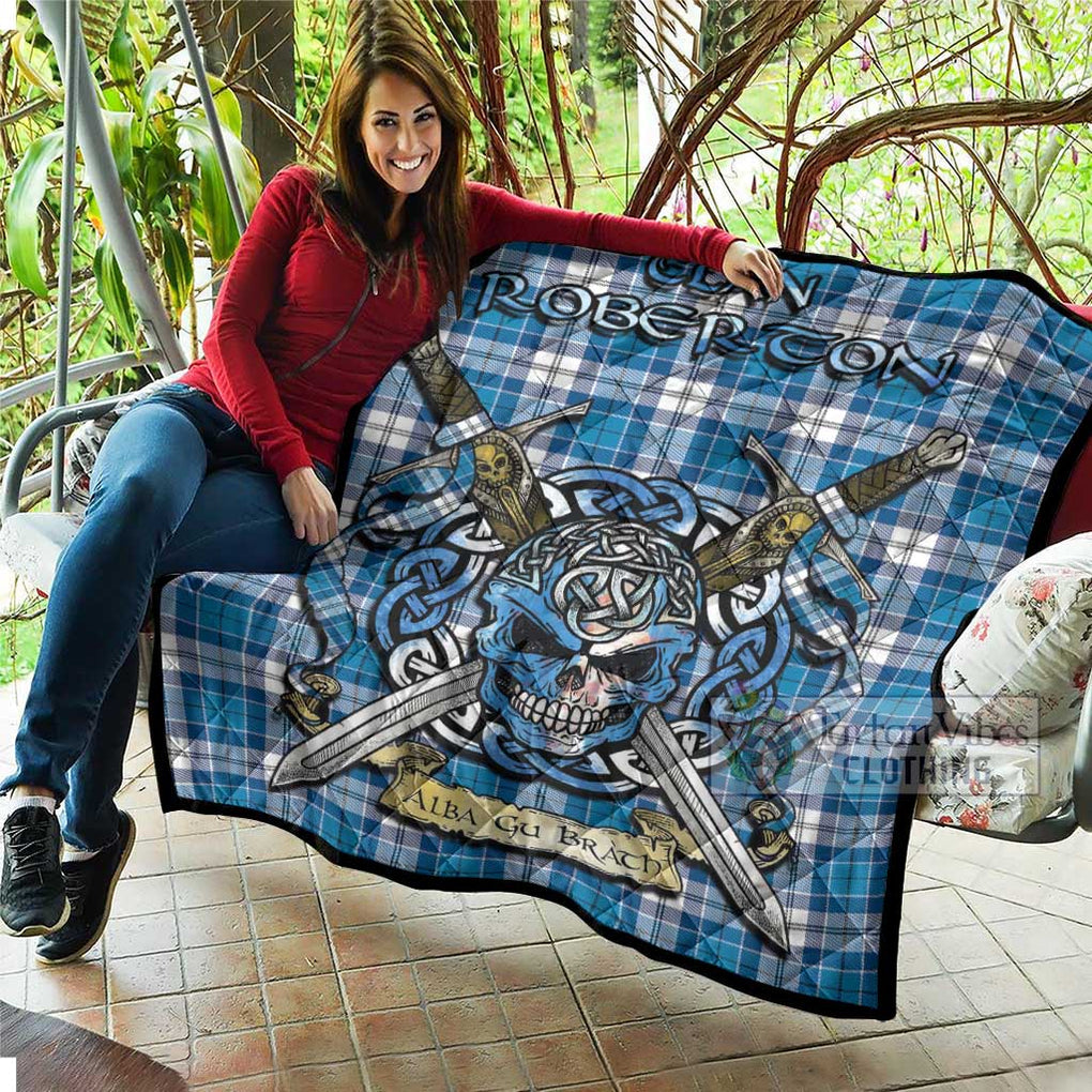 Roberton Tartan Quilt with Celtic Skull Alba Gu Brath Style - Tartan Vibes Clothing