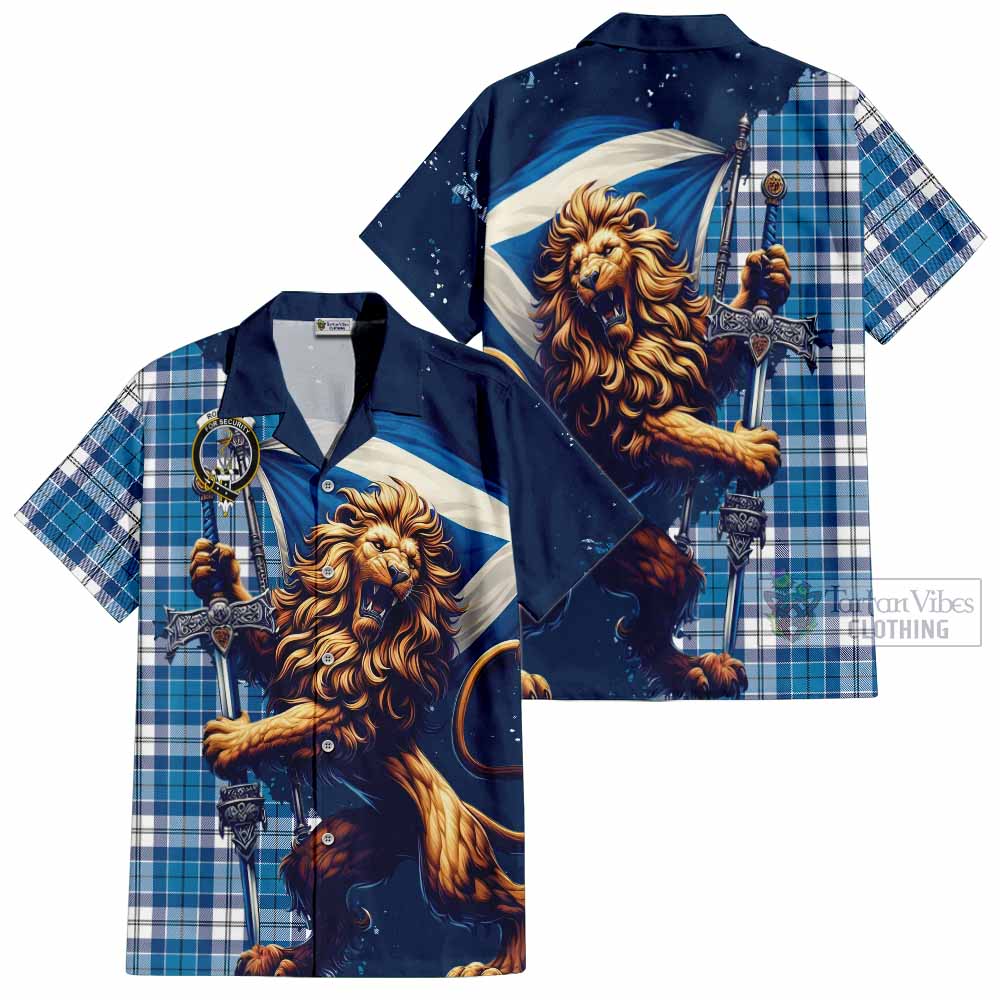 Roberton Tartan Family Crest Hawaiian Shirt with Scottish Majestic Lion - Tartan Vibes Clothing