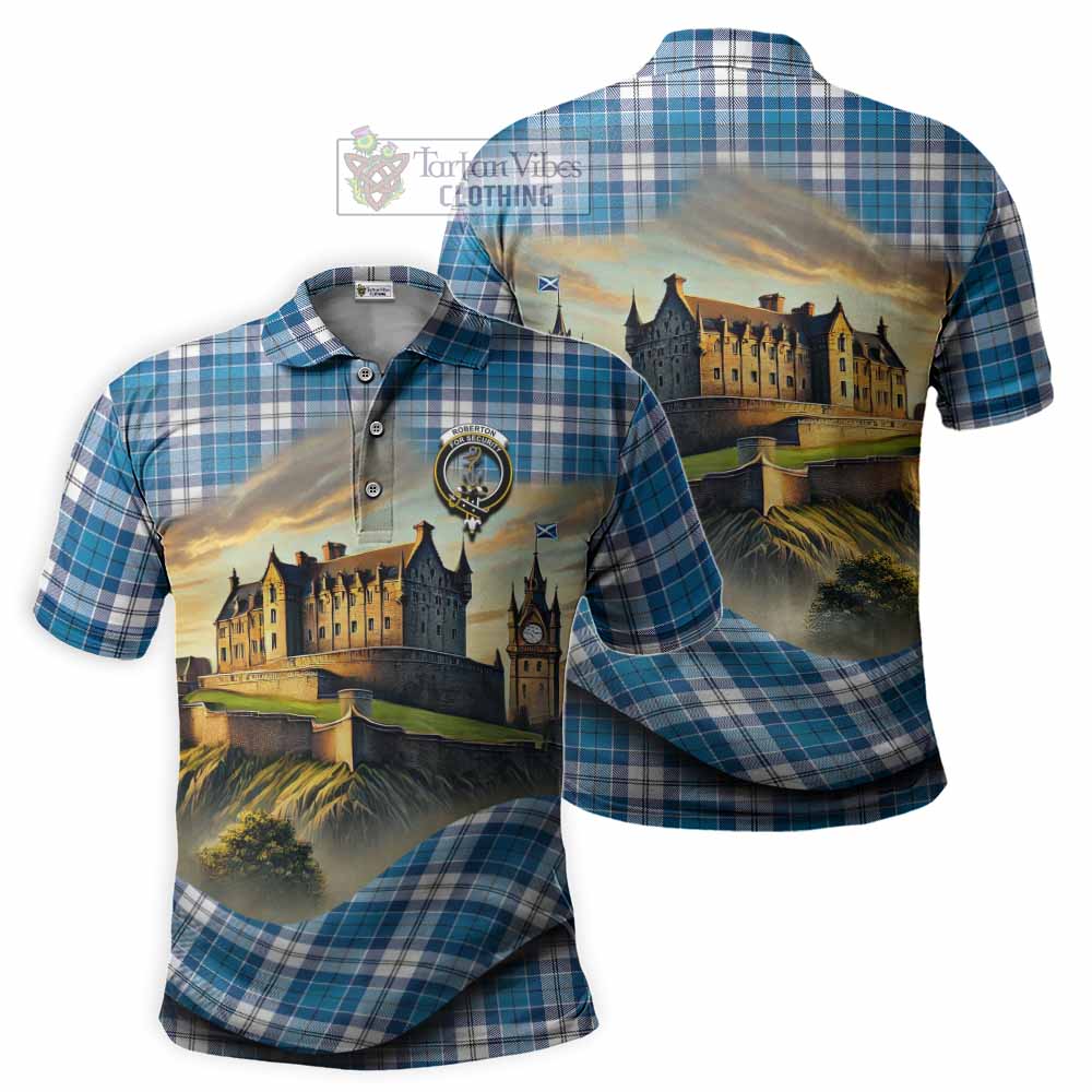 Tartan Vibes Clothing Roberton Tartan Family Crest Polo Shirt with Scottish Ancient Castle Stype