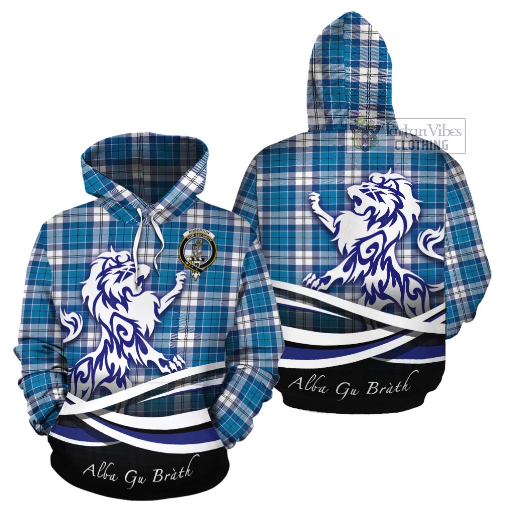 Roberton Tartan Cotton Hoodie with Alba Gu Brath Regal Lion Emblem Zip Hoodie - Tartan Vibes Clothing