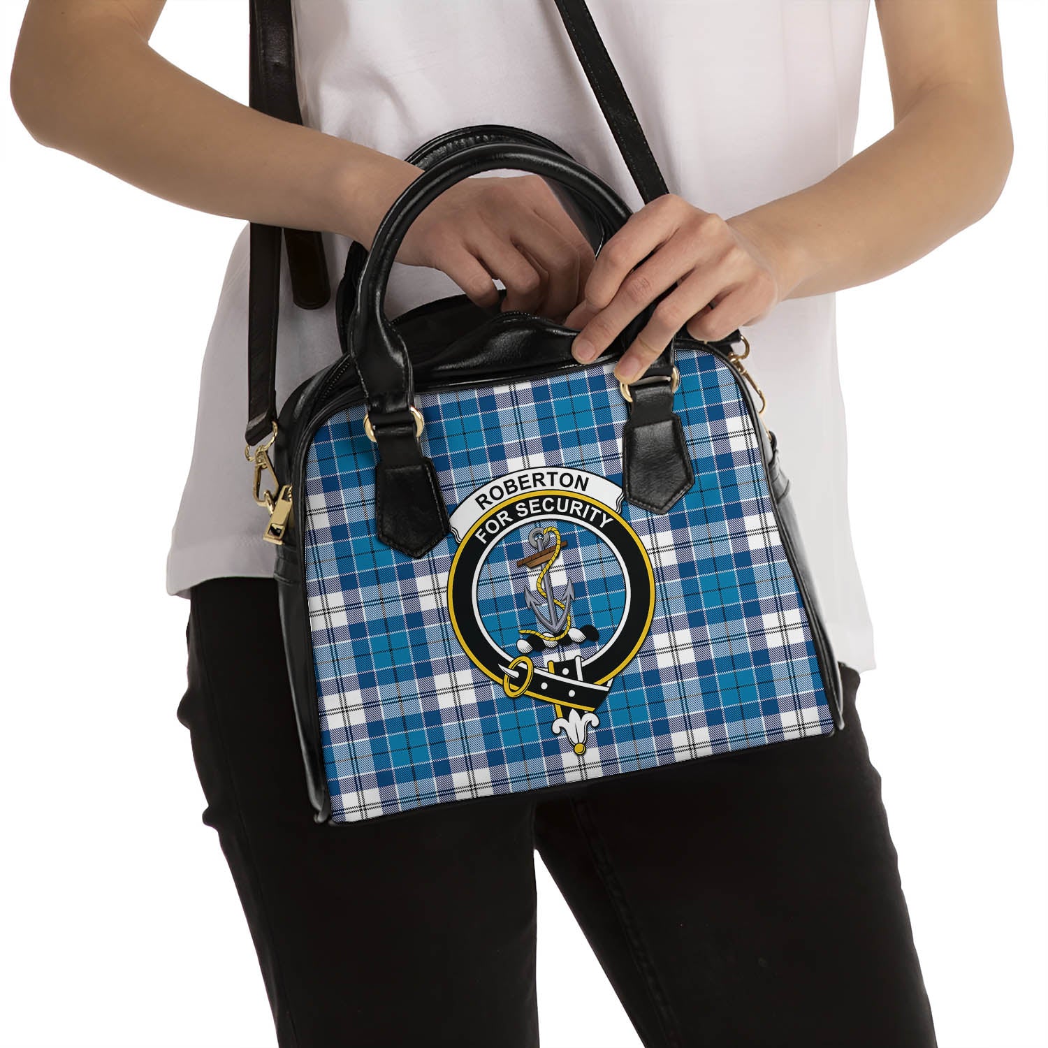 Roberton Tartan Shoulder Handbags with Family Crest - Tartan Vibes Clothing