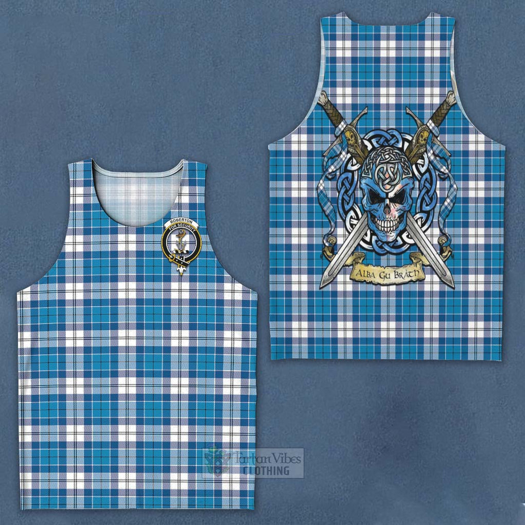 Roberton Tartan Men's Tank Top with Family Crest Celtic Skull Style - Tartan Vibes Clothing