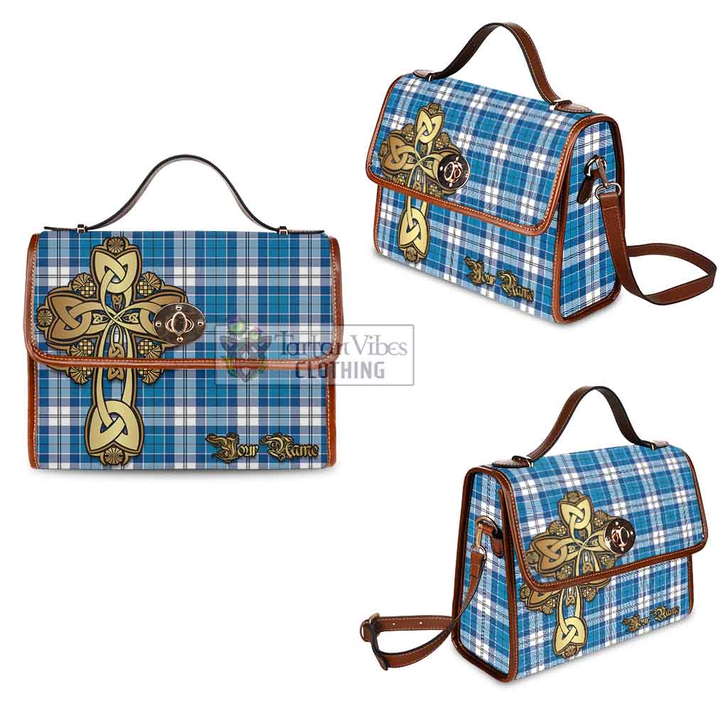 Tartan Vibes Clothing Roberton Tartan Waterproof Canvas Bag Golden Thistle Celtic Cross Style