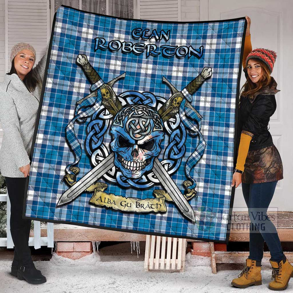 Roberton Tartan Quilt with Celtic Skull Alba Gu Brath Style - Tartan Vibes Clothing