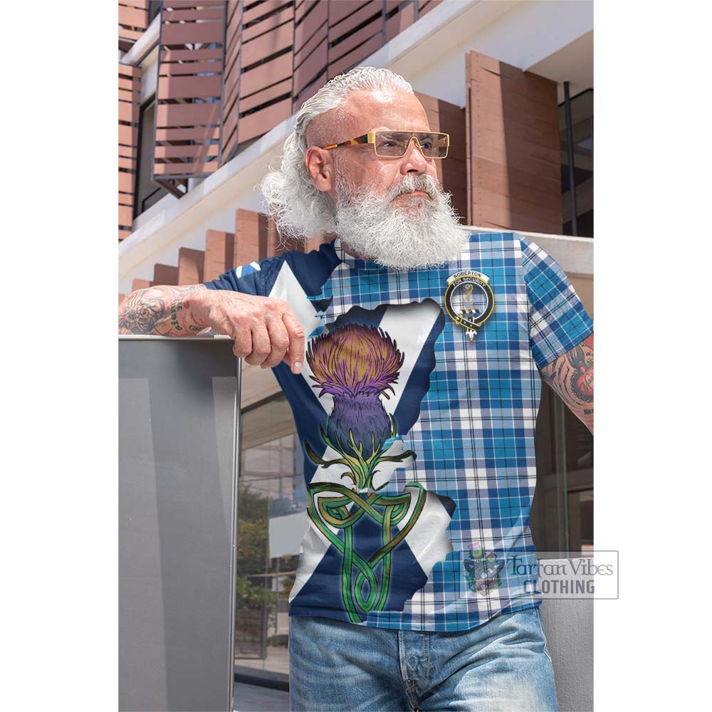 Roberton Tartan Family Crest Cotton T-shirt Scottish Thistle Celtic Inspired - Tartan Vibes Clothing