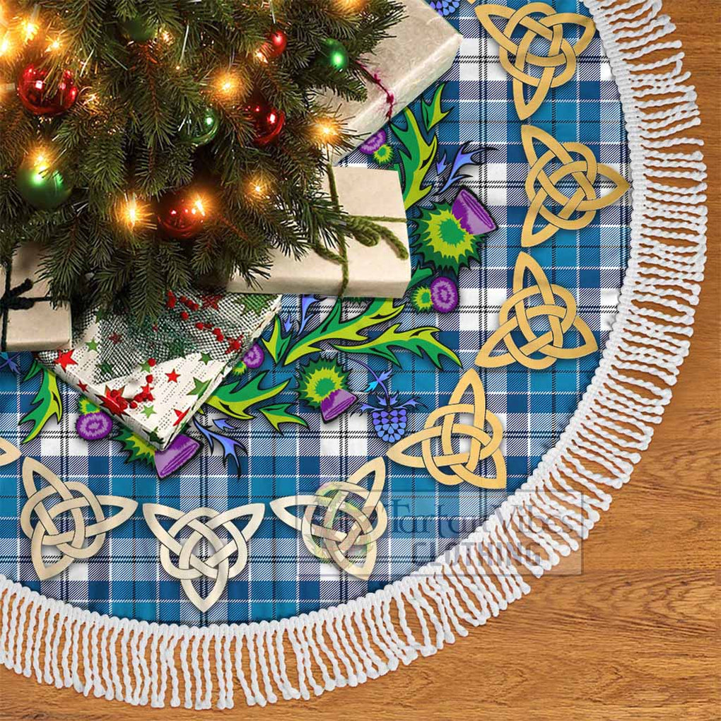 Tartan Vibes Clothing Roberton Tartan Christmas Tree Skirt with Thistle Celtic Knot Style