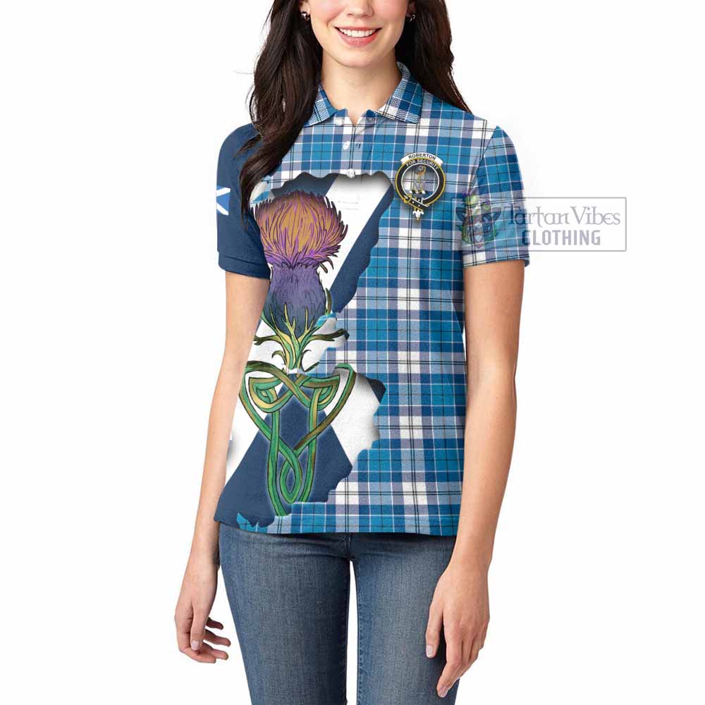 Roberton Tartan Family Crest Women's Polo Shirt Scottish Thistle Celtic Inspired - Tartan Vibes Clothing