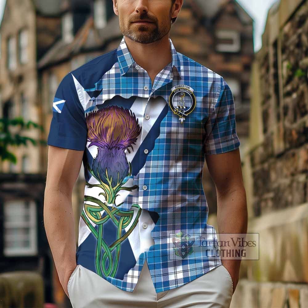 Roberton Tartan Family Crest Hawaiian Shirt Scottish Thistle Celtic Inspired - Tartan Vibes Clothing