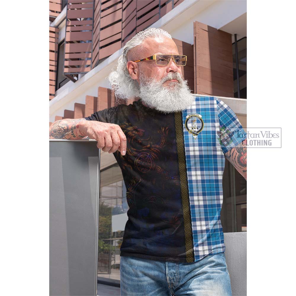 Tartan Vibes Clothing Roberton Tartan Family Crest Cotton T-shirt Alba Gu Brath Be Brave Lion Ancient Style