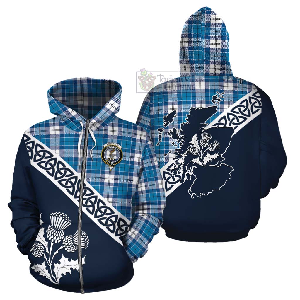 Roberton Tartan Cotton Hoodie Featuring Thistle and Scotland Map - Tartan Vibes Clothing